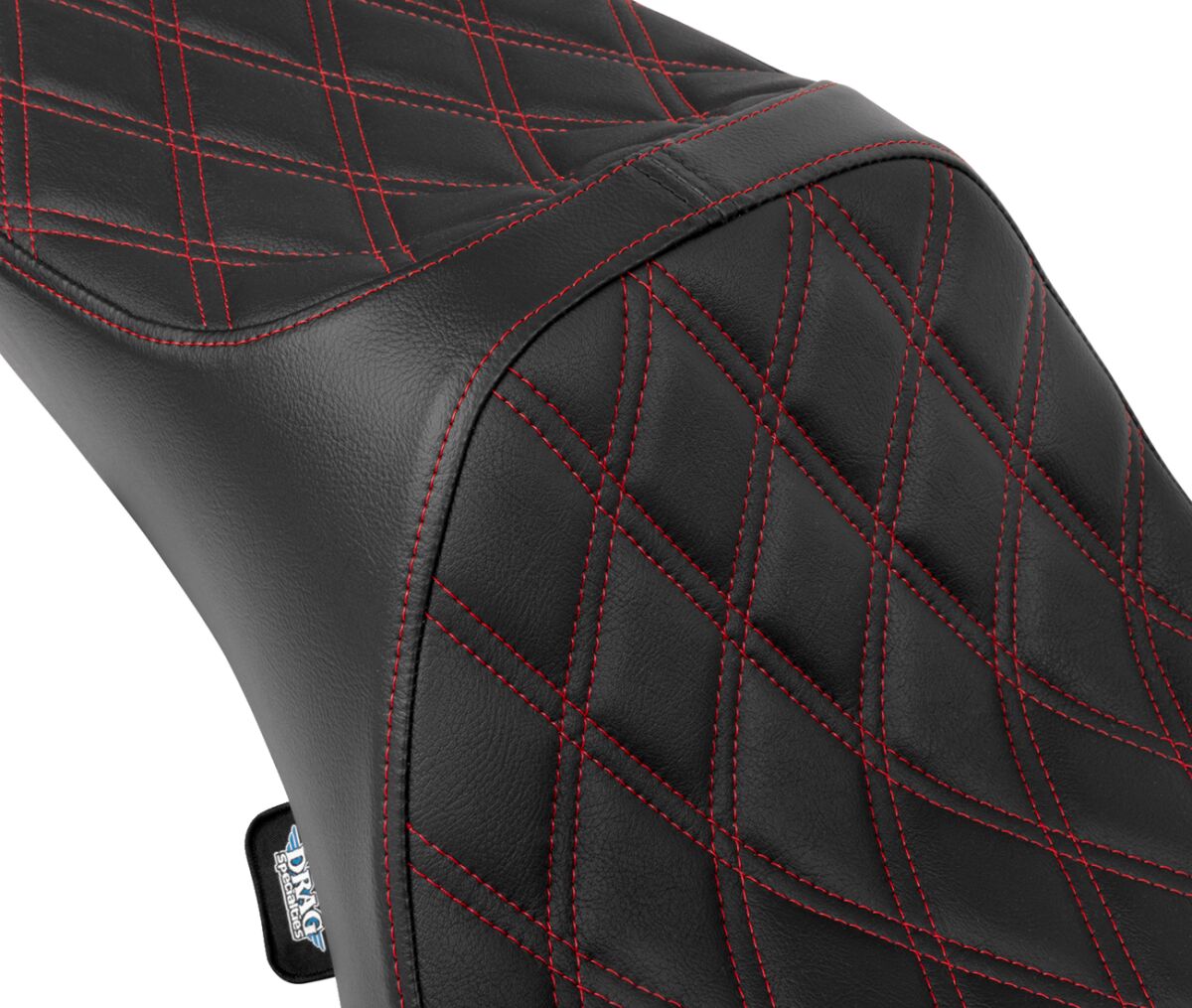 Drag Specialties Seats Seat Predator 3 2 Up Ext. Double Dia Red Vinyl Touring Seat Drag Specialties