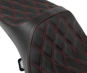 Drag Specialties Seats Seat Predator 3 2 Up Ext. Double Dia Red Vinyl Touring Seat Drag Specialties