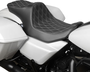 Drag Specialties Seats Predator Ii Seat Double Diamond Silver Stitching Flt/Flh '23 '24 Seat Drag Specialties