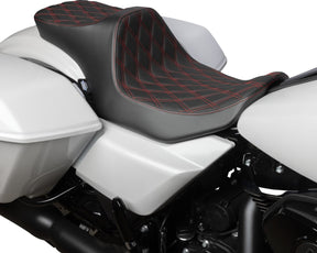 Drag Specialties Seats Predator Ii Seat Double Diamond Red Stitching Flt/Flh '23 '24 Seat Drag Specialties