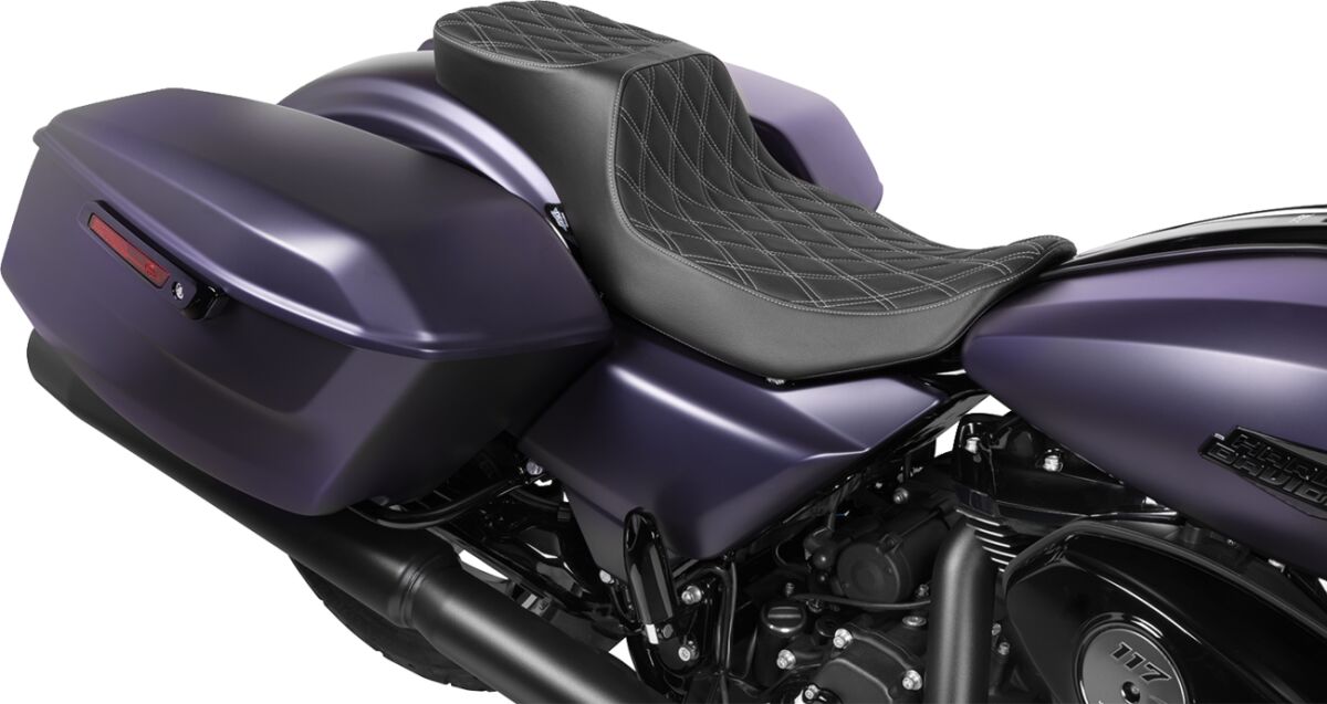 Drag Specialties Seats Seat Predator 2up Performance Dd Slvr Vinyl Extended Reach Seat Drag Specialties