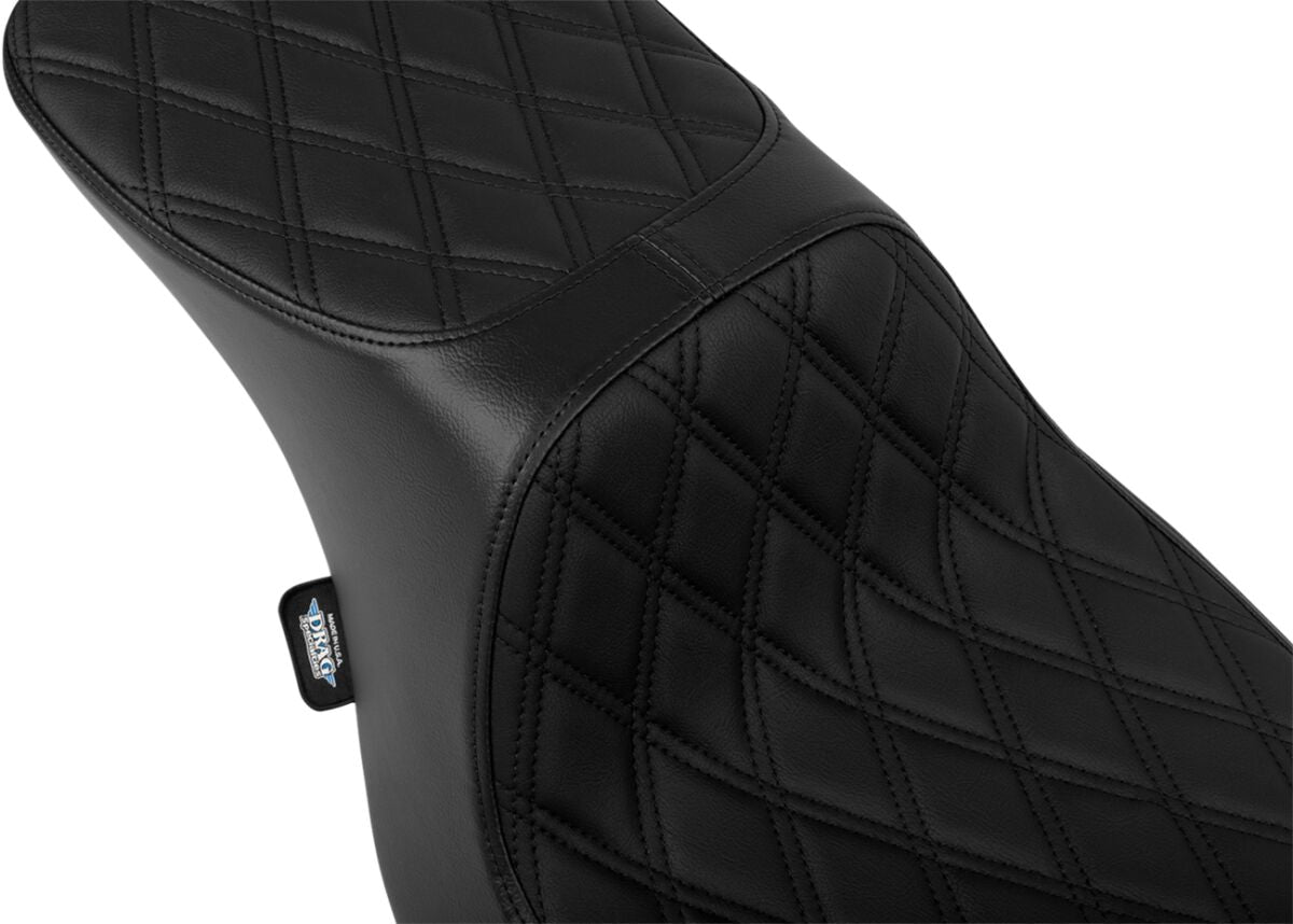 Drag Specialties Seats Seat Peformance Predator 2 Up Double Diamond Black Vinyl Seat Drag Specialties Seats