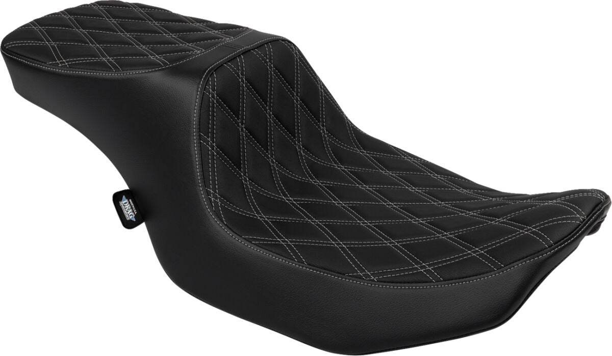 Drag Specialties Seats Seat Peformance Predator 2 Up Double Diamond Silver Vinyl Seat Drag Specialties