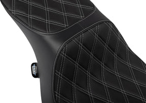 Drag Specialties Seats Seat Peformance Predator 2 Up Double Diamond Silver Vinyl Seat Drag Specialties