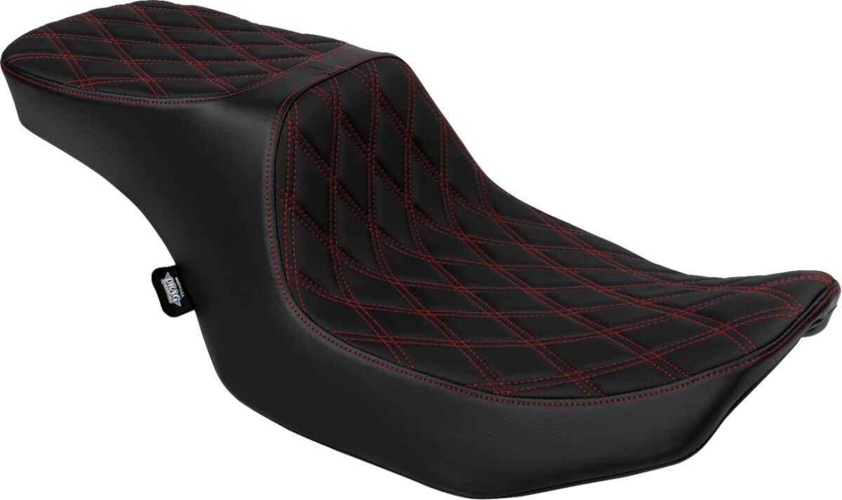 Drag Specialties Seats Seat Peformance Predator 2 Up Double Diamond Red Vinyl Seat Drag Specialties Seats