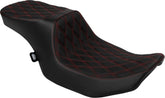 Drag Specialties Seats Seat Peformance Predator 2 Up Double Diamond Red Vinyl Seat Drag Specialties Seats