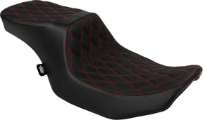 Drag Specialties Seats Seat Peformance Predator 2 Up Double Diamond Red Vinyl Seat Drag Specialties Seats