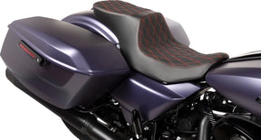Drag Specialties Seats Seat Peformance Predator 2 Up Double Diamond Red Vinyl Seat Drag Specialties Seats