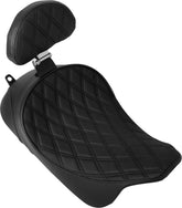 Drag Specialties Seats Solo Front Seat Double Diamond Black Sittch W/ Backrest Option Fl '08 '23 Seat Drag Specialties