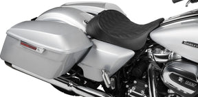 Drag Specialties Seats Solo Front Seat Double Diamond Black Sittch W/ Backrest Option Fl '08 '23 Seat Drag Specialties