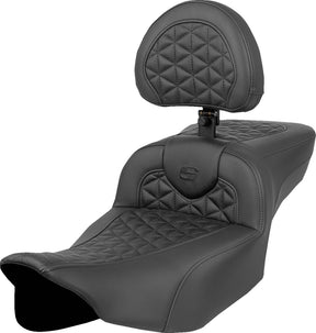 Saddlemen RoadSofa Ext. Reach Tri-Gripper Seat w/Driver's Backrest - 23+ Touring Seat Saddlemen