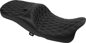 Drag Specialties Seats Seat Freedom Extended Reach Dd Stitch Silver Vinyl Touring Seat Drag Specialties