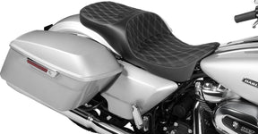 Drag Specialties Seats Seat Freedom Extended Reach Dd Stitch Silver Vinyl Touring Seat Drag Specialties