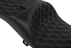 Drag Specialties Seats Seat Freedom Extended Reach Dd Stitch Silver Vinyl Touring Seat Drag Specialties