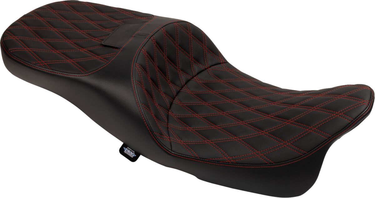 Drag Specialties Seats Seat Freedom Extended Reach Dd Stitch Red Vinyl Touring Seat Drag Specialties