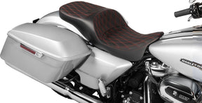 Drag Specialties Seats Seat Freedom Extended Reach Dd Stitch Red Vinyl Touring Seat Drag Specialties