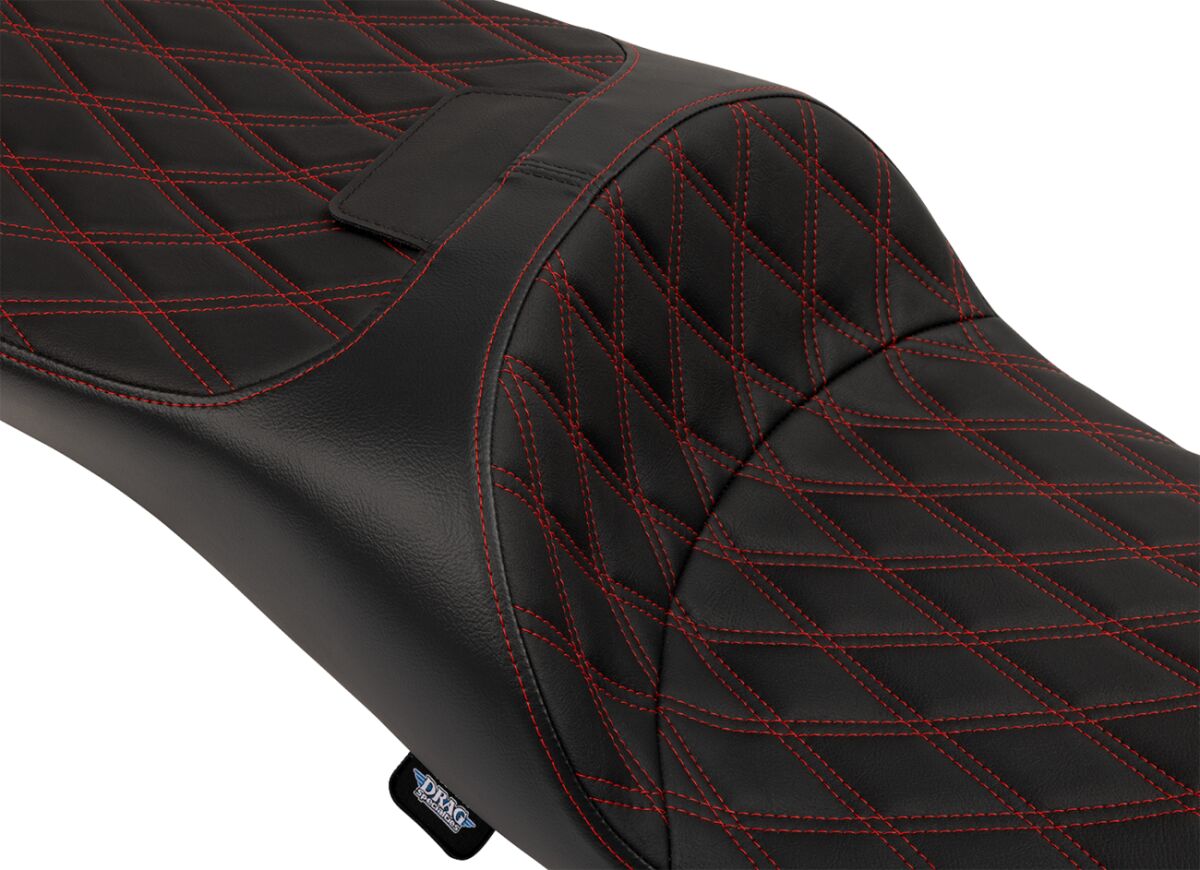 Drag Specialties Seats Seat Freedom Extended Reach Dd Stitch Red Vinyl Touring Seat Drag Specialties