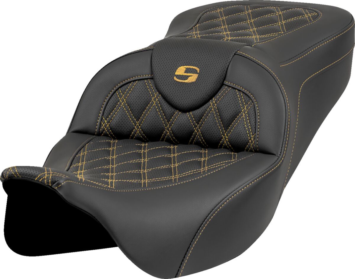 Saddlemen Roadsofa LS Seat, Gold Stitch - 08-24 Touring Seat Saddlemen