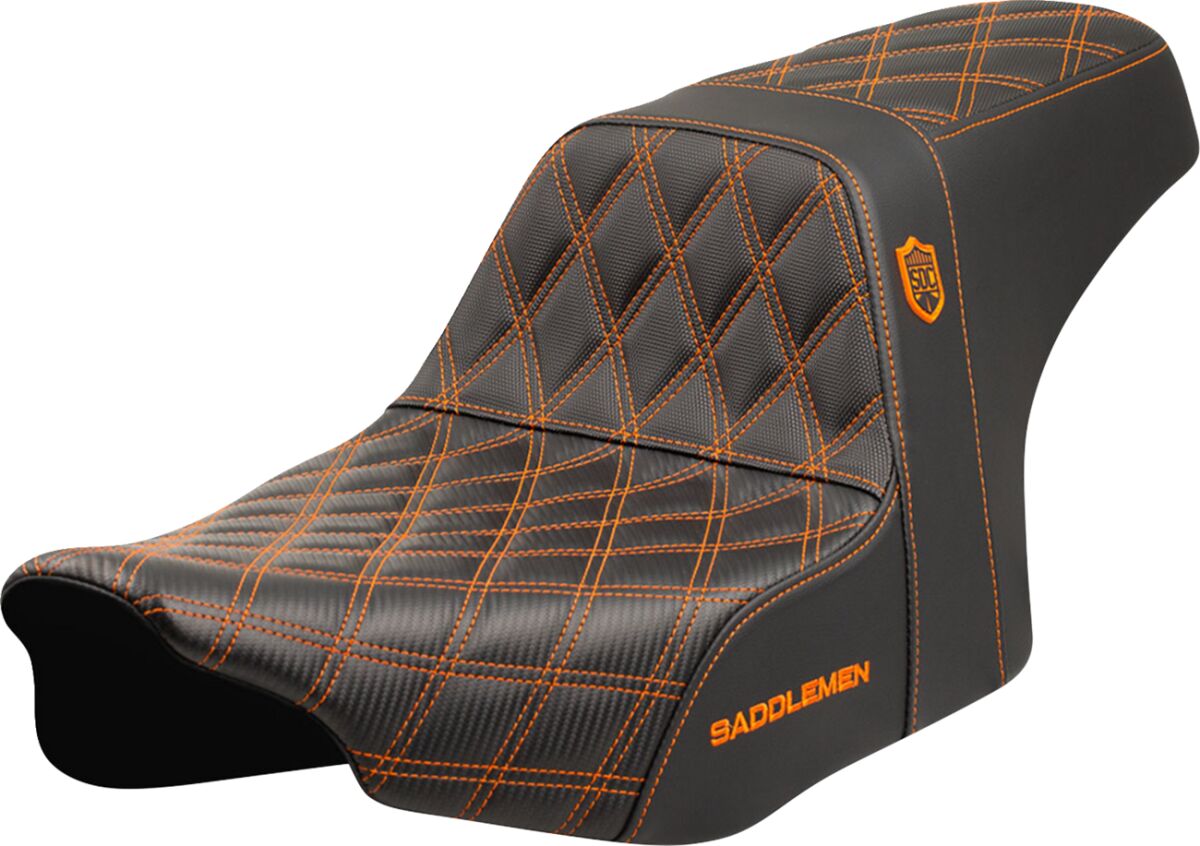 Saddlemen SDC Pro Series Performance Gripper Seat, Orange Stitch - 24+ Touring Seat Saddlemen