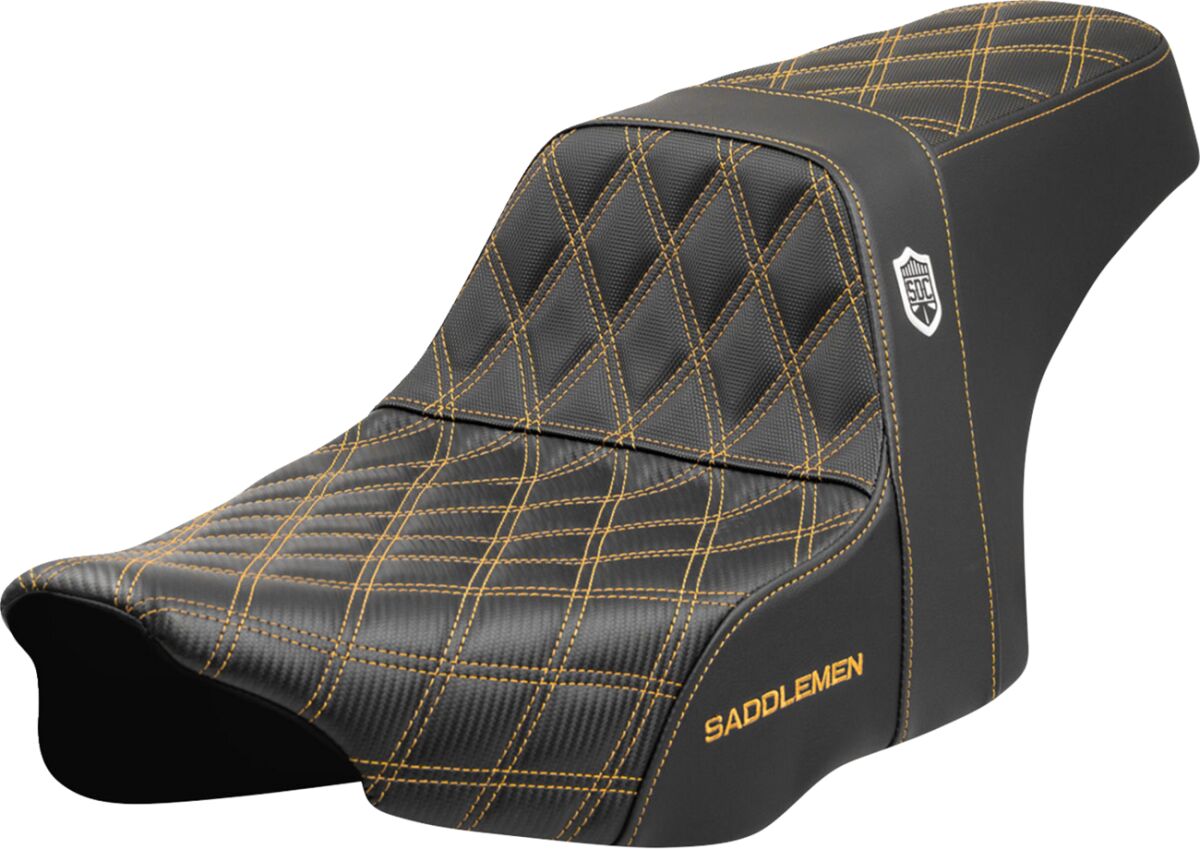 Saddlemen SDC Pro Series Performance Gripper Seat, Gold Stitch - 23+ Touring Seat Saddlemen
