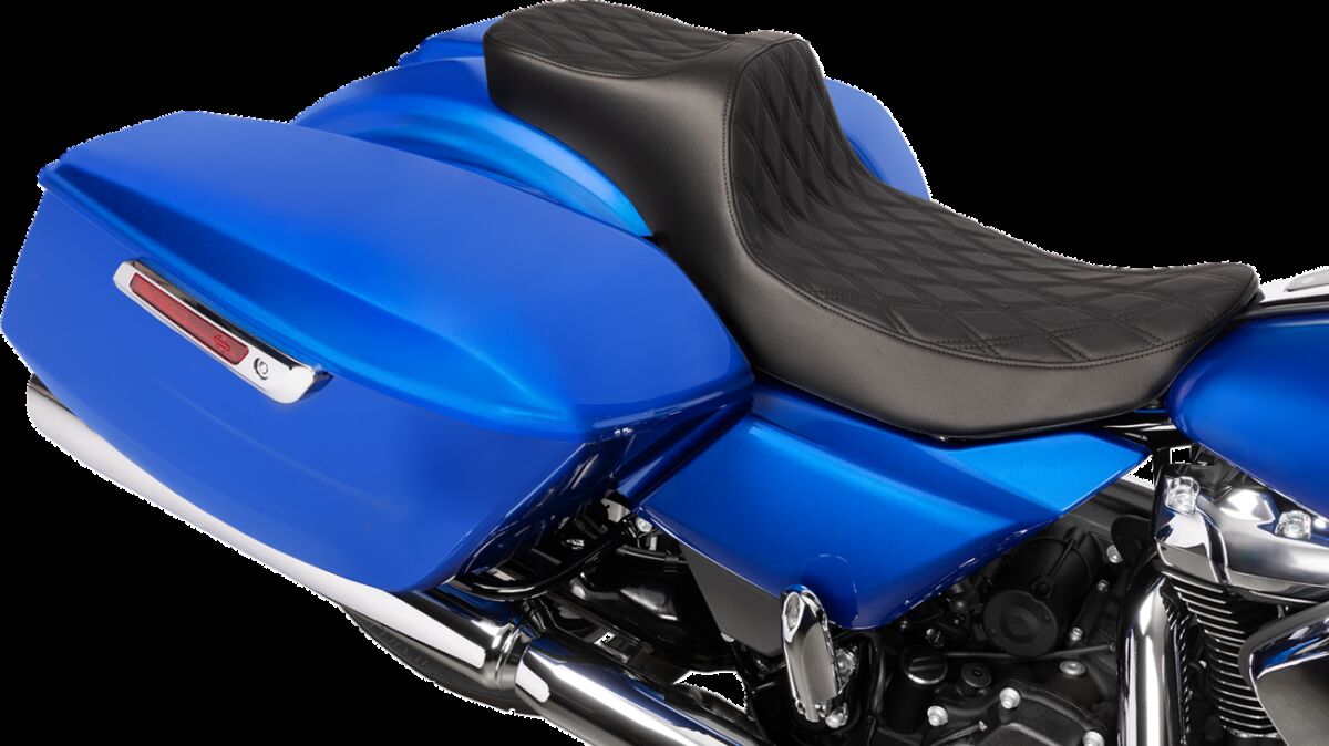 Drag Specialties Seats Extended Reach Predator Iii Set Double Diamond Black Stitching Seat Drag Specialties