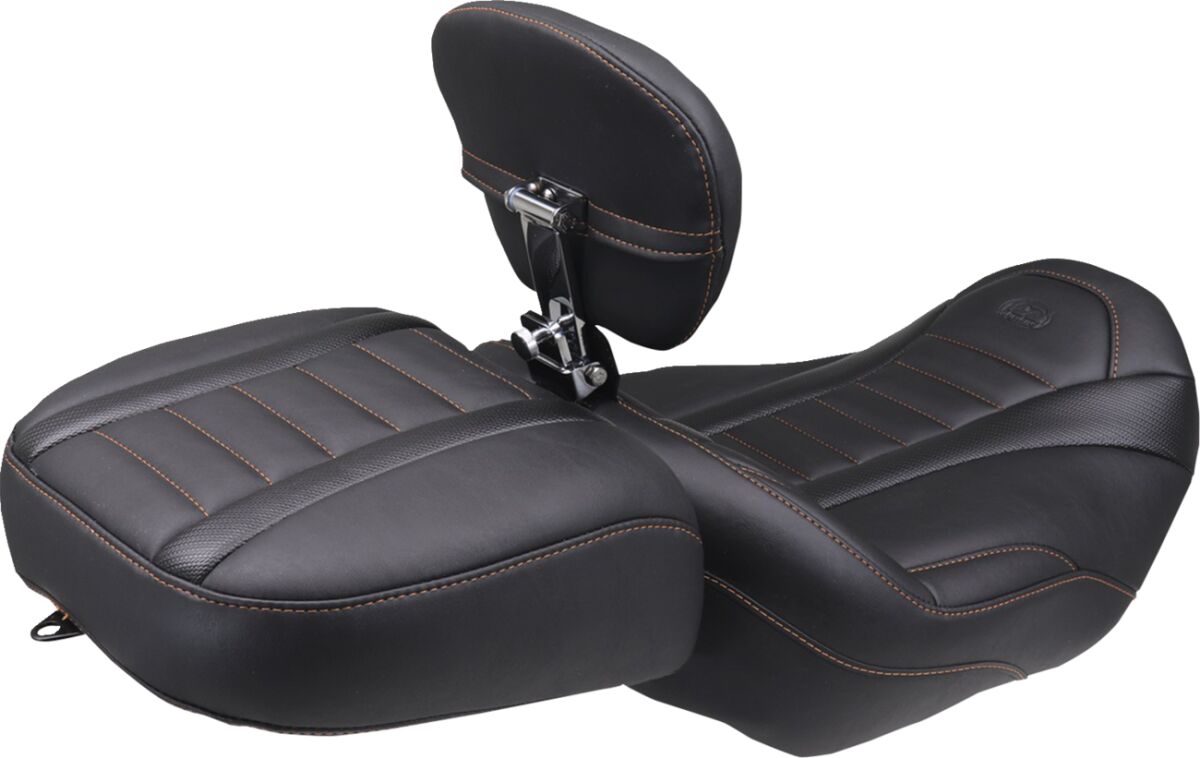 Mustang Seat Rear Dlx Touring Orange T SEATS-FOR HARLEY DRESSER/TOURI Mustang