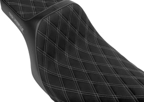 Slyfox Seat Highnoon Silver Logo Slip SEATS-FOR HARLEY DRESSER/TOURI Slyfox