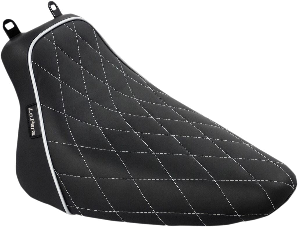Le Pera Bare Bones Diamond Solo Seat, With White Stitch - 08-17 Softail Seat Le Pera
