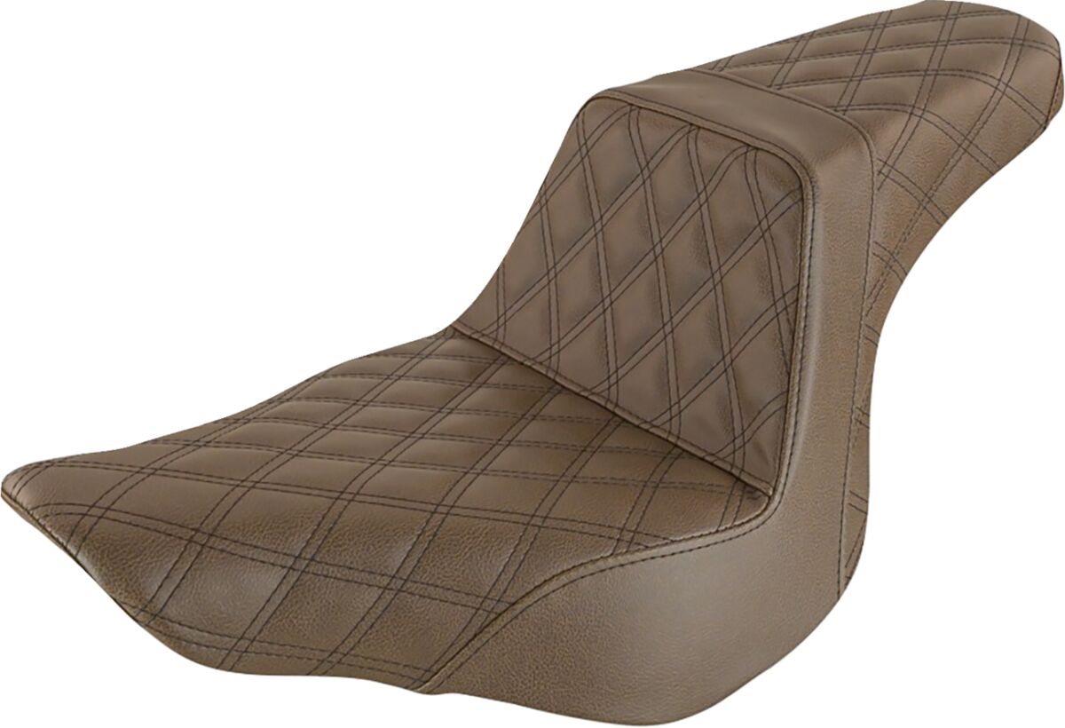 Saddlemen Step Up Front & Rear LS Seat, Brown - 18+ Softail (Low Rider FXLR/FXLRS/FXLRST, Sport Glide FLSB) Seat Saddlemen