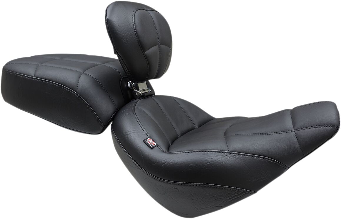 Mustang Seat Solo Tour W/Backrest Trapezoid Stitch Black Seat Mustang