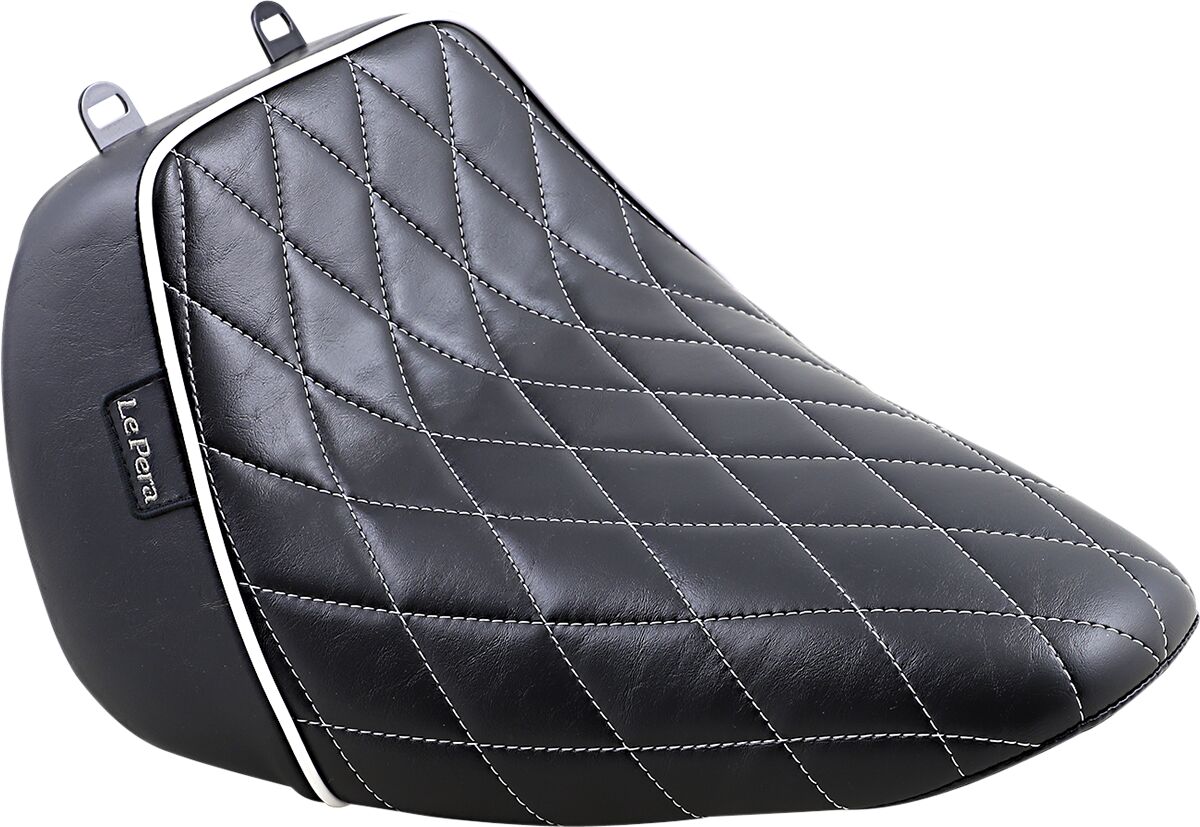 Le Pera Bare Bones Diamond Solo Seat, White - 18+ Softail (Fat Boy) Seat Le Pera