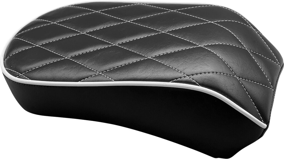 Le Pera Pillion Bare Bones Diamond Black With White Stitch - 18+ Softail (FLHC & FLDE) Seat Le Pera