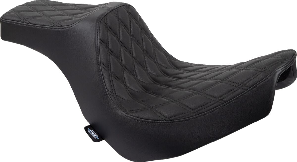 Drag Specialties Seats Predator Iii Seat Double Diamond Black W/ Black Stitching Softail 18+ Seat Drag Specialties