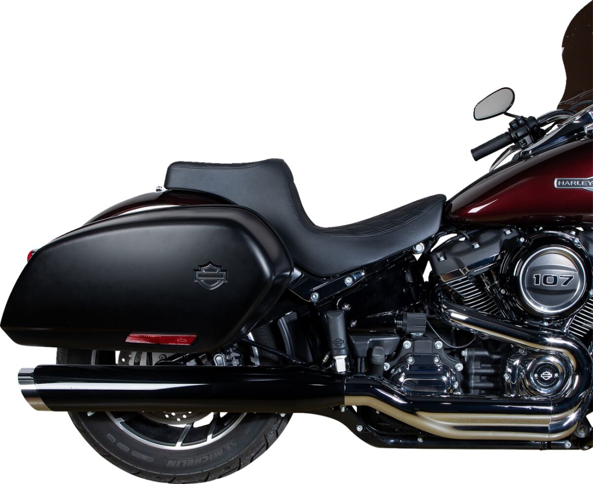Drag Specialties Seats Predator Iii Seat Double Diamond Black W/ Black Stitching Softail 18+ Seat Drag Specialties