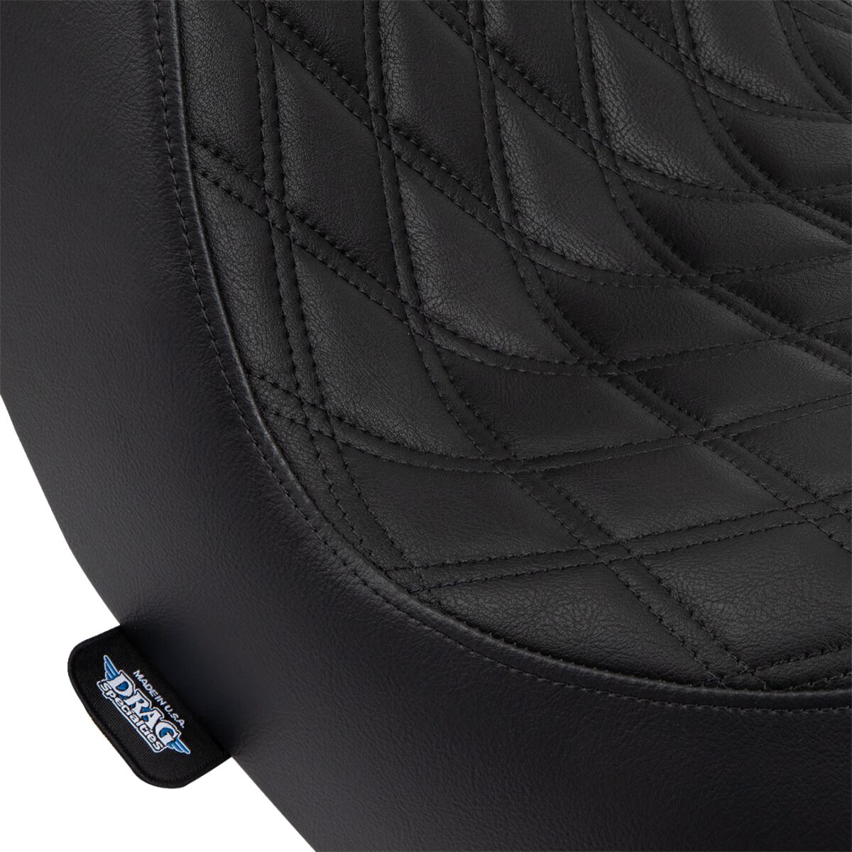 Drag Specialties Seats Predator Iii Seat Double Diamond Black W/ Black Stitching Softail 18+ Seat Drag Specialties