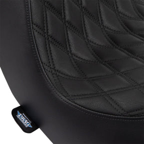 Drag Specialties Seats Predator Iii Seat Double Diamond Black W/ Black Stitching Softail 18+ Seat Drag Specialties