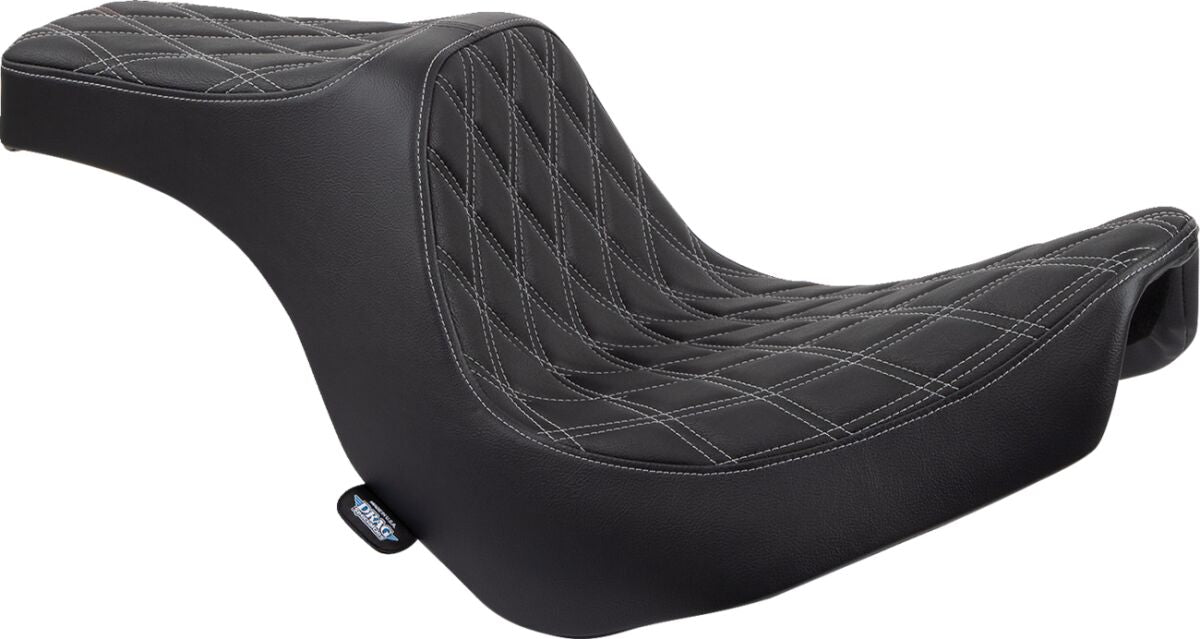 Drag Specialties Seats Predator Iii Seat Double Diamond Black W/ Silver Stitching Softail 18+ Seat Drag Specialties