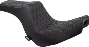 Drag Specialties Seats Predator Iii Seat Double Diamond Black W/ Silver Stitching Softail 18+ Seat Drag Specialties