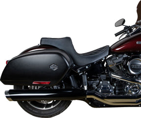 Drag Specialties Seats Predator Iii Seat Double Diamond Black W/ Silver Stitching Softail 18+ Seat Drag Specialties
