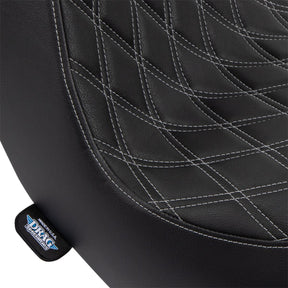 Drag Specialties Seats Predator Iii Seat Double Diamond Black W/ Silver Stitching Softail 18+ Seat Drag Specialties