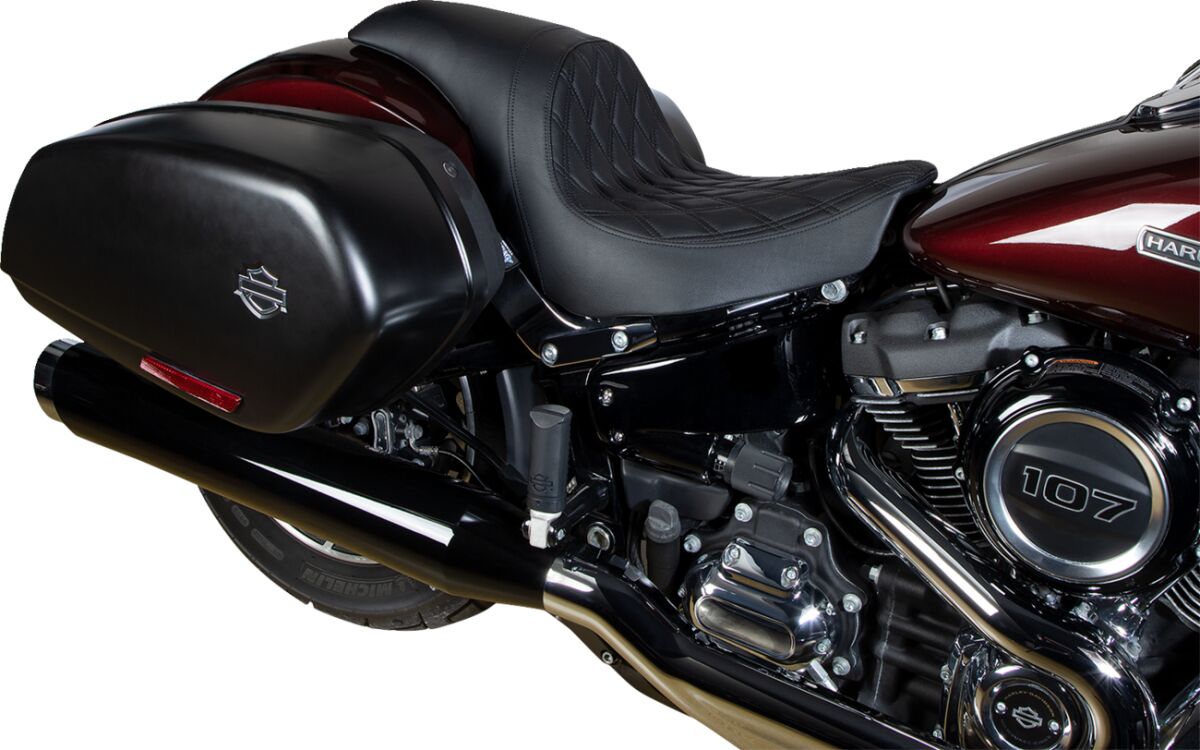 Drag Specialties Seats Predator Seat Double Diamond W/ Black Sitching Vinyl Fl Seat Drag Specialties