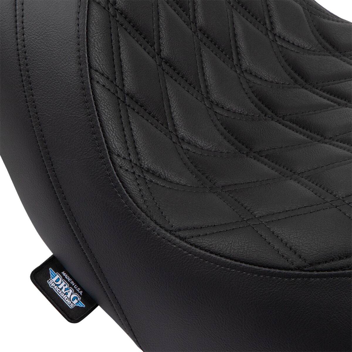 Drag Specialties Seats Predator Seat Double Diamond W/ Black Sitching Vinyl Fl Seat Drag Specialties