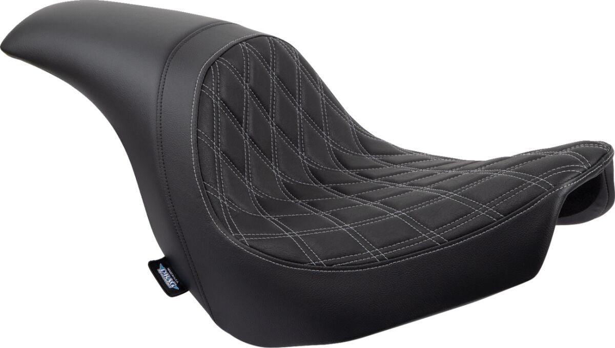Drag Specialties Seats Predator Seat Double Diamond W/ Silver Sitching Vinyl Fl Seat Drag Specialties