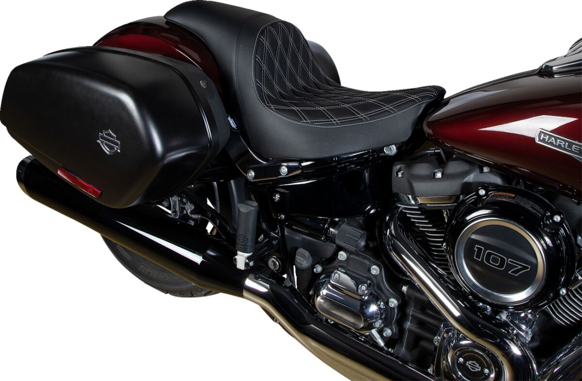 Drag Specialties Seats Predator Seat Double Diamond W/ Silver Sitching Vinyl Fl Seat Drag Specialties