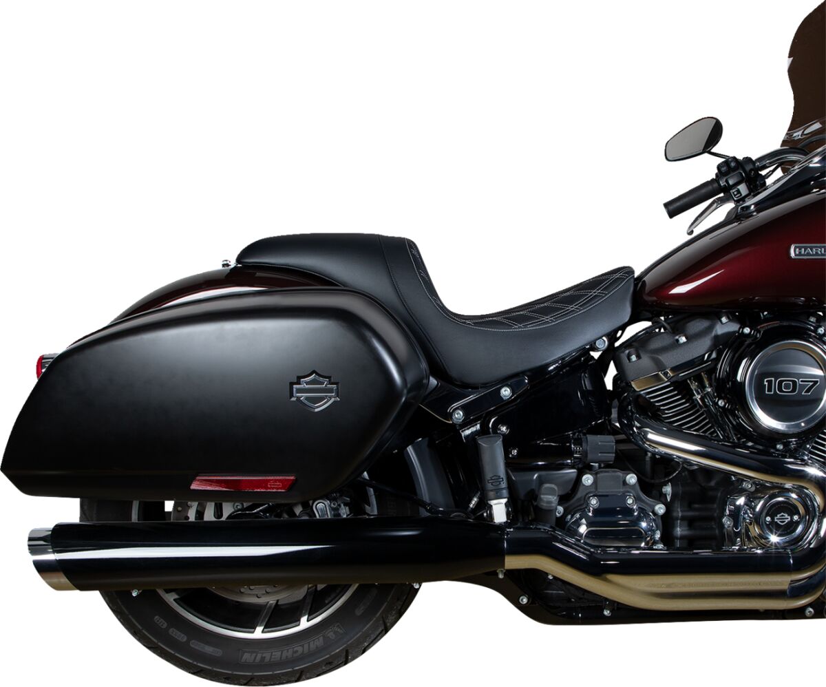 Drag Specialties Seats Predator Seat Double Diamond W/ Silver Sitching Vinyl Fl Seat Drag Specialties