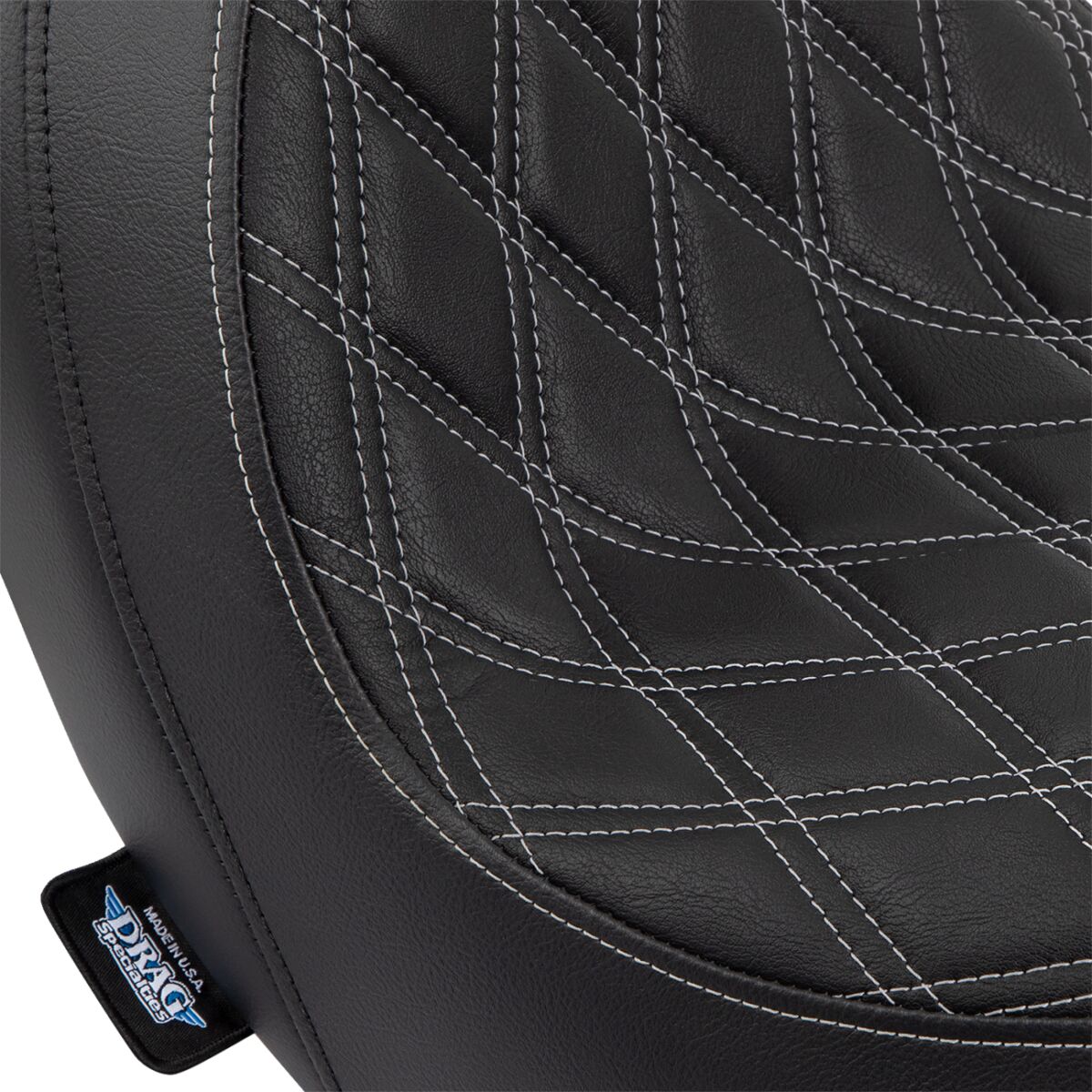 Drag Specialties Seats Predator Seat Double Diamond W/ Silver Sitching Vinyl Fl Seat Drag Specialties