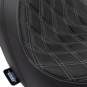 Drag Specialties Seats Predator Seat Double Diamond W/ Silver Sitching Vinyl Fl Seat Drag Specialties