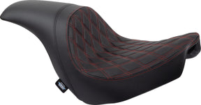 Drag Specialties Seats Predator Seat Double Diamond W/ Red Sitching Vinyl Fl Seat Drag Specialties