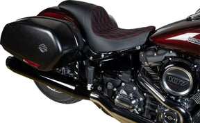 Drag Specialties Seats Predator Seat Double Diamond W/ Red Sitching Vinyl Fl Seat Drag Specialties