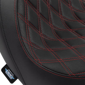 Drag Specialties Seats Predator Seat Double Diamond W/ Red Sitching Vinyl Fl Seat Drag Specialties
